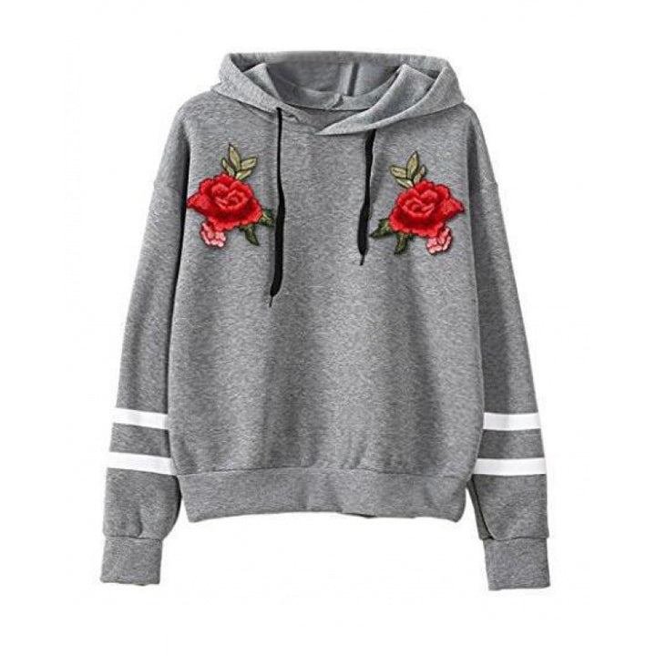 Kvinnors sweatshirt med högkvalitativ rosbroderi Mirla-Eva Jonsson