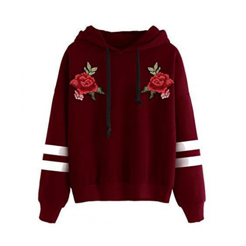Kvinnors sweatshirt med högkvalitativ rosbroderi Mirla-Eva Jonsson