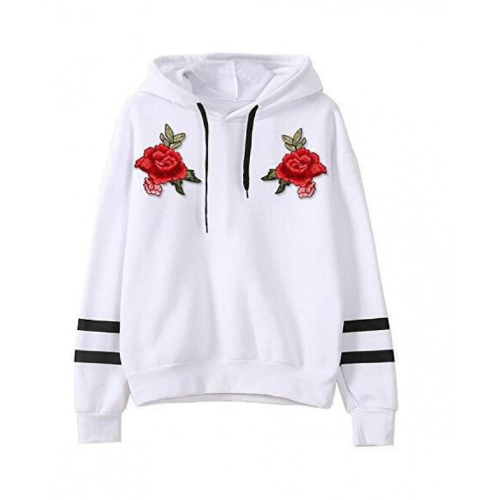 Kvinnors sweatshirt med högkvalitativ rosbroderi Mirla-Eva Jonsson