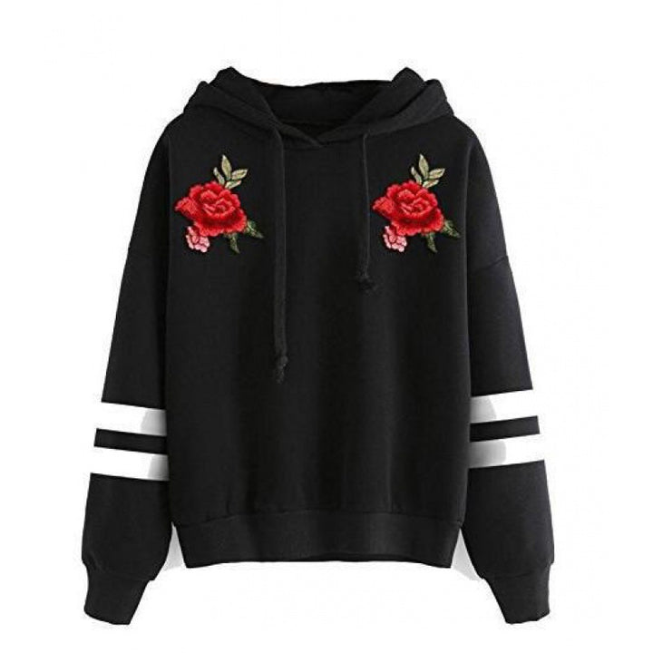 Kvinnors sweatshirt med högkvalitativ rosbroderi Mirla-Eva Jonsson