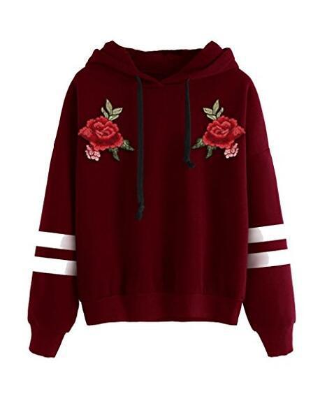 Kvinnors sweatshirt med högkvalitativ rosbroderi Mirla-Eva Jonsson
