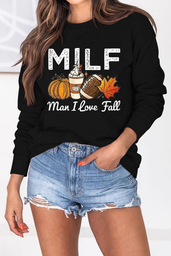 Kvinnors sweatshirt med höstessensmotiv och inspirerande text Mirla-Eva Jonsson