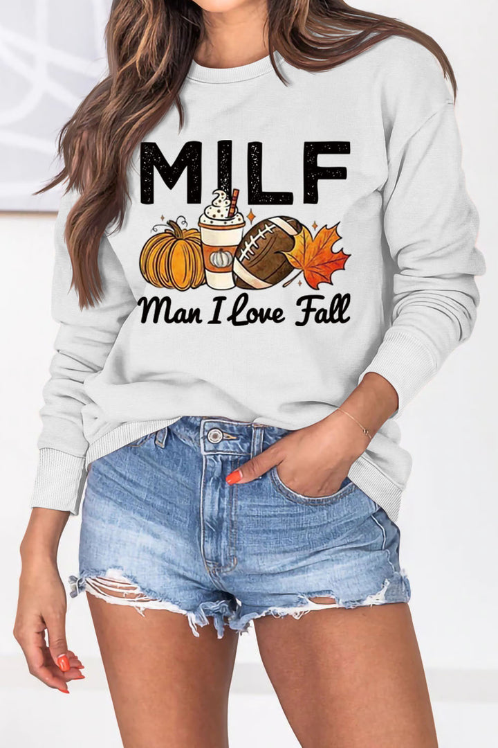 Kvinnors sweatshirt med höstessensmotiv och inspirerande text Mirla-Eva Jonsson