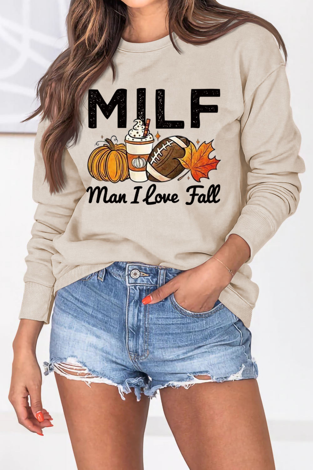 Kvinnors sweatshirt med höstessensmotiv och inspirerande text Mirla-Eva Jonsson