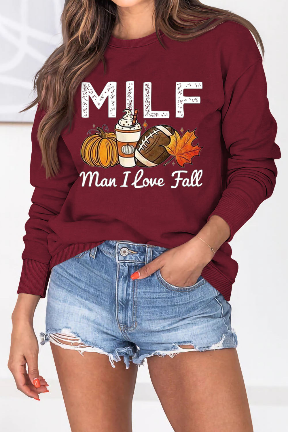 Kvinnors sweatshirt med höstessensmotiv och inspirerande text Mirla-Eva Jonsson