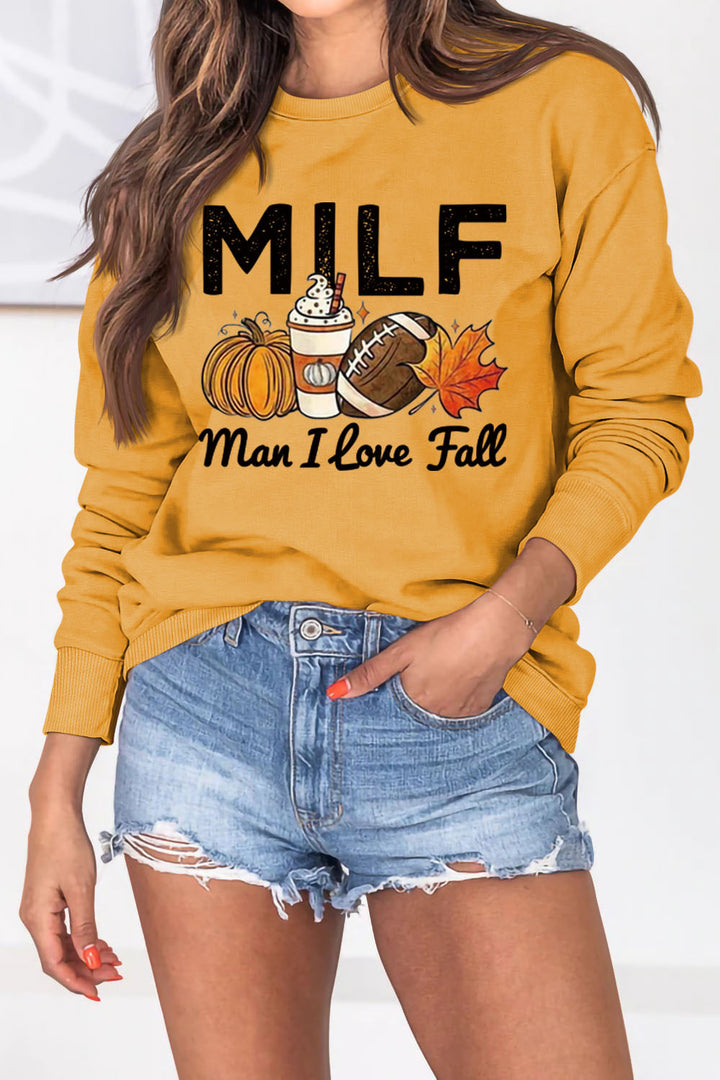 Kvinnors sweatshirt med höstessensmotiv och inspirerande text Mirla-Eva Jonsson