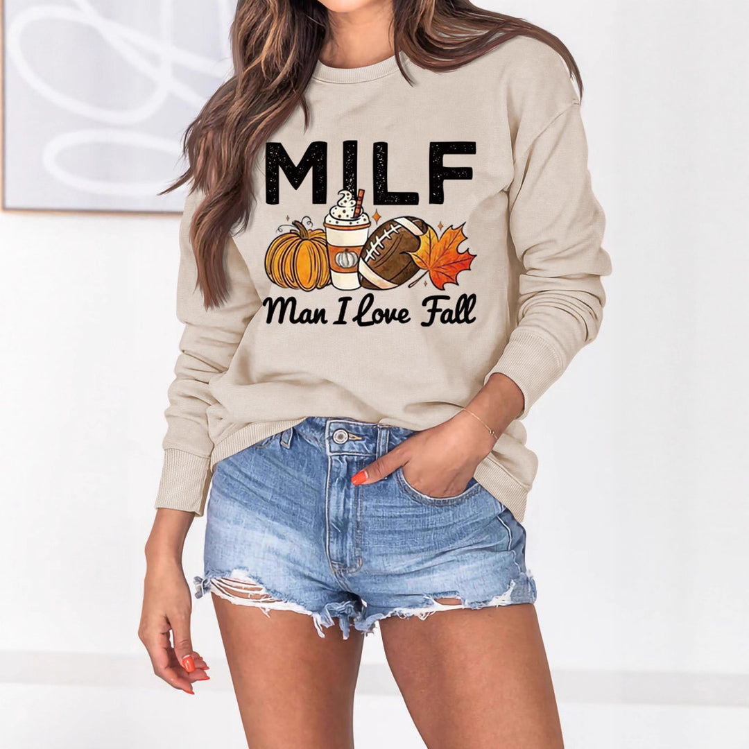 Kvinnors sweatshirt med höstessensmotiv och inspirerande text Mirla-Eva Jonsson