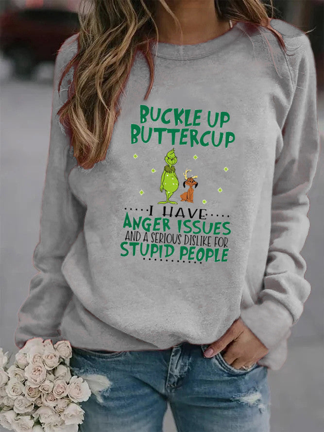 Kvinnors sweatshirt med humoristiskt citat och kreativ design Mirla-Eva Jonsson