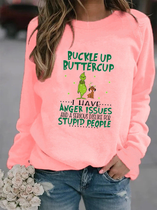 Kvinnors sweatshirt med humoristiskt citat och kreativ design Mirla-Eva Jonsson