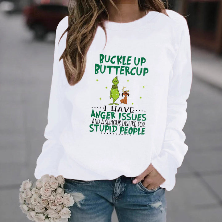 Kvinnors sweatshirt med humoristiskt citat och kreativ design Mirla-Eva Jonsson