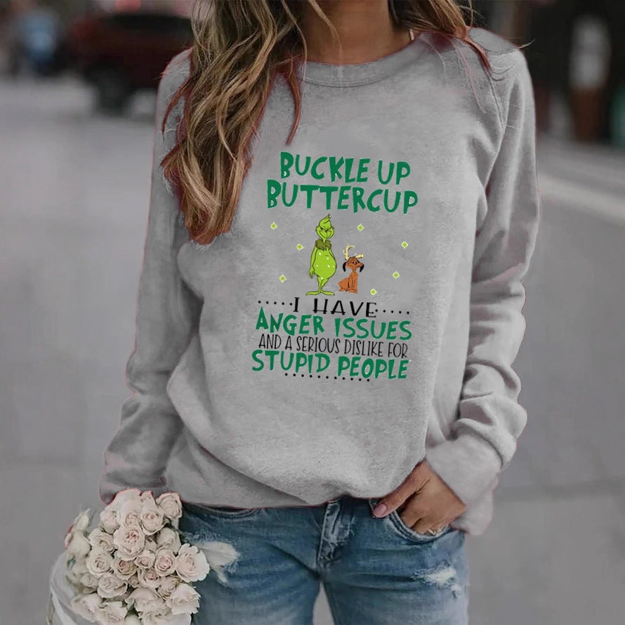 Kvinnors sweatshirt med humoristiskt citat och kreativ design Mirla-Eva Jonsson