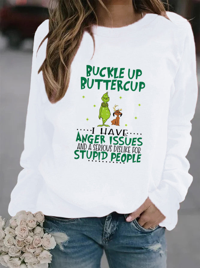 Kvinnors sweatshirt med humoristiskt citat och kreativ design Mirla-Eva Jonsson