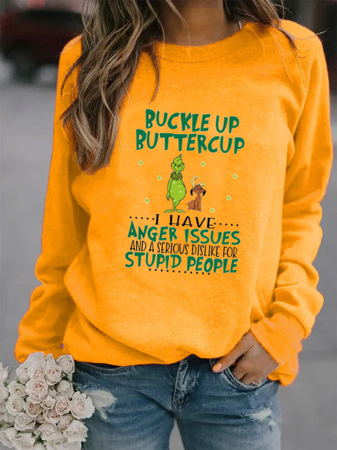 Kvinnors sweatshirt med humoristiskt citat och kreativ design Mirla-Eva Jonsson