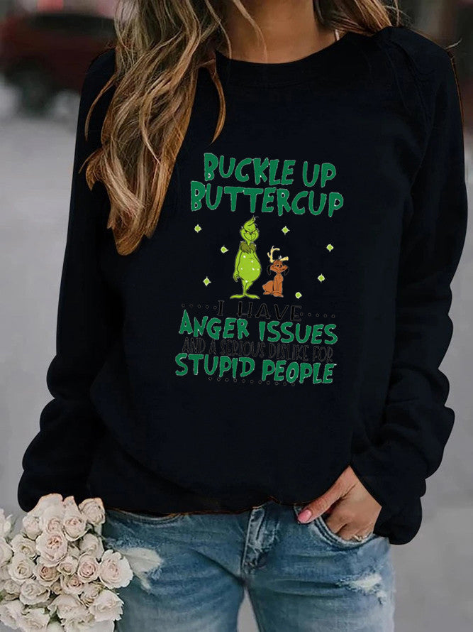 Kvinnors sweatshirt med humoristiskt citat och kreativ design Mirla-Eva Jonsson