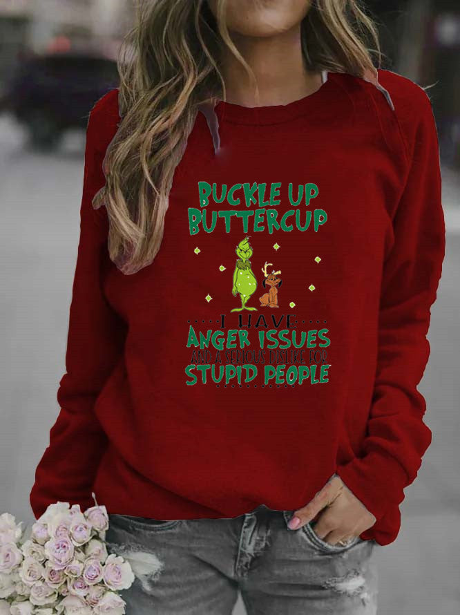 Kvinnors sweatshirt med humoristiskt citat och kreativ design Mirla-Eva Jonsson