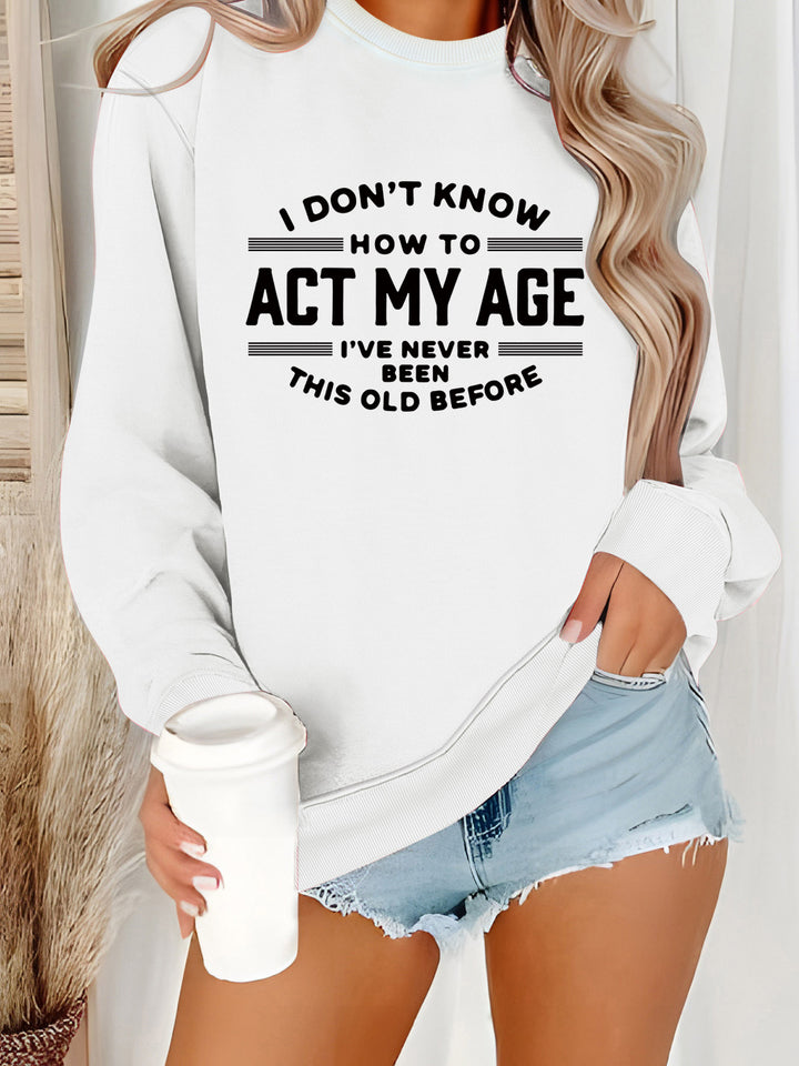 Kvinnors sweatshirt med humoristiskt tryck och avslappnad passform Mirla-Eva Jonsson