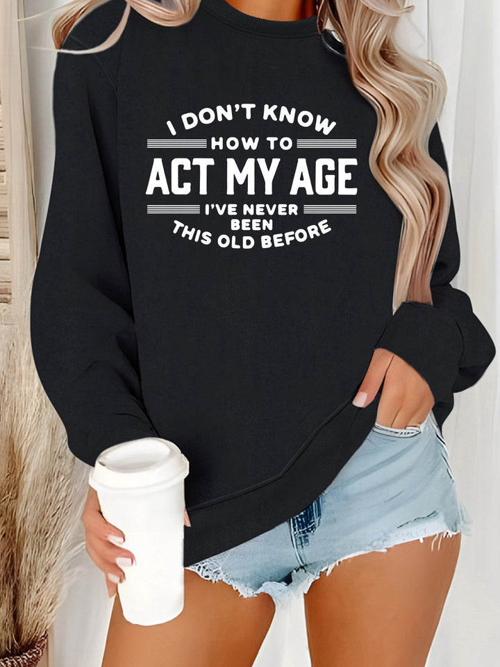 Kvinnors sweatshirt med humoristiskt tryck och avslappnad passform Mirla-Eva Jonsson