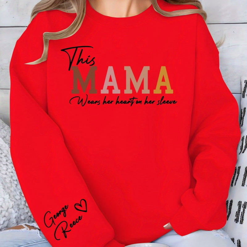 Kvinnors sweatshirt med inspirerande mamma tryck och bekväm passform Mirla-Eva Jonsson