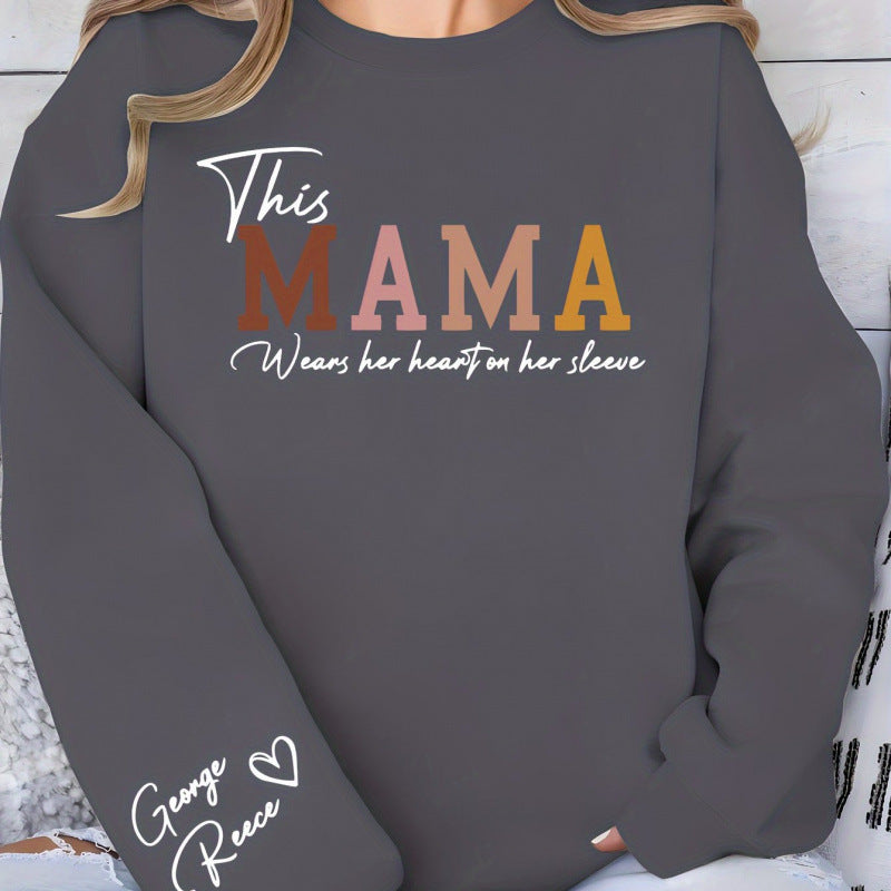 Kvinnors sweatshirt med inspirerande mamma tryck och bekväm passform Mirla-Eva Jonsson