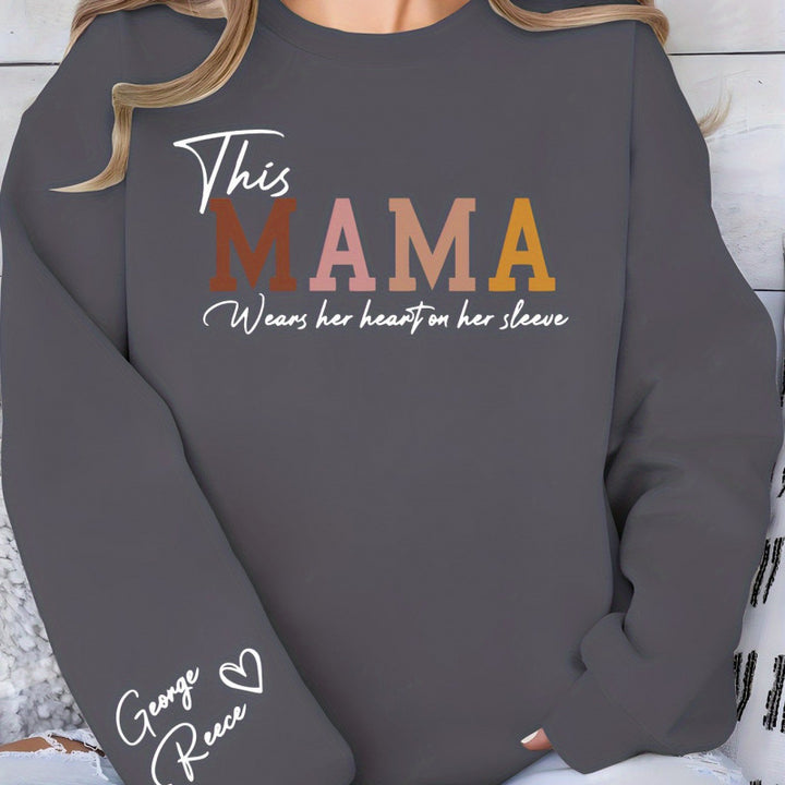 Kvinnors sweatshirt med inspirerande mamma tryck och bekväm passform Mirla-Eva Jonsson