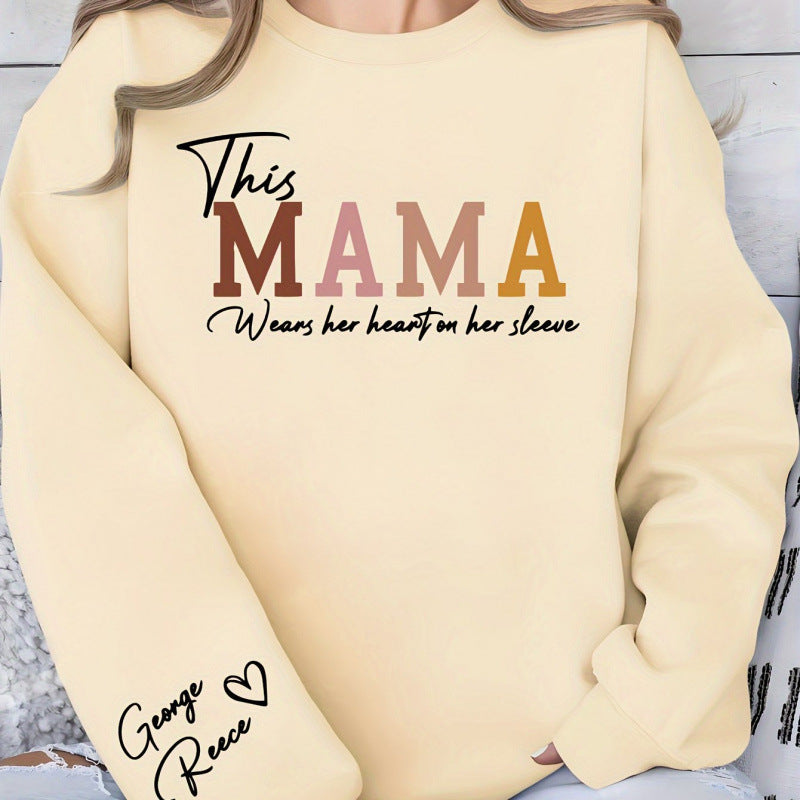 Kvinnors sweatshirt med inspirerande mamma tryck och bekväm passform Mirla-Eva Jonsson