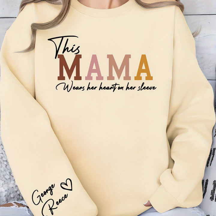Kvinnors sweatshirt med inspirerande mamma tryck och bekväm passform Mirla-Eva Jonsson