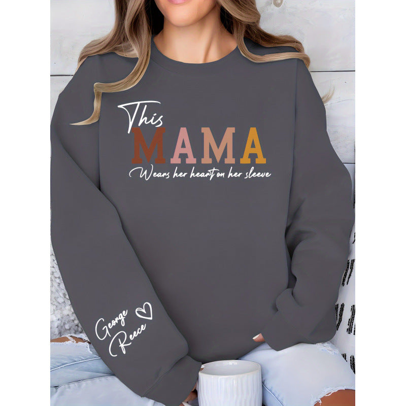 Kvinnors sweatshirt med inspirerande mamma tryck och bekväm passform Mirla-Eva Jonsson