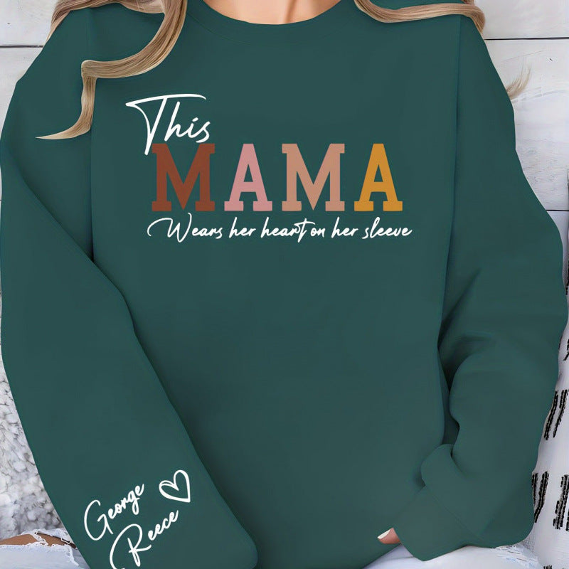 Kvinnors sweatshirt med inspirerande mamma tryck och bekväm passform Mirla-Eva Jonsson