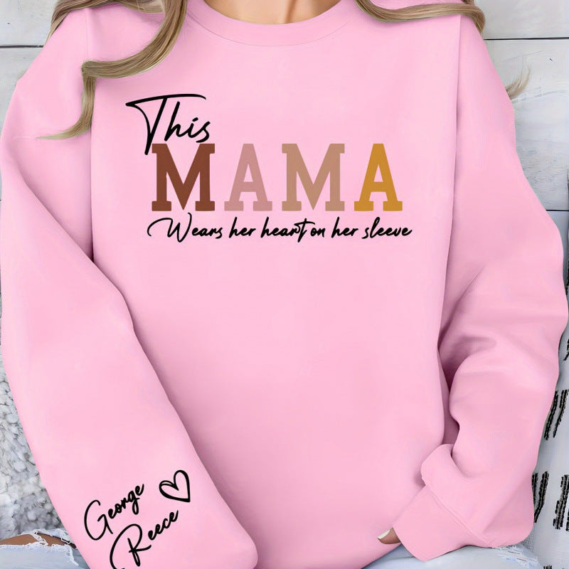 Kvinnors sweatshirt med inspirerande mamma tryck och bekväm passform Mirla-Eva Jonsson