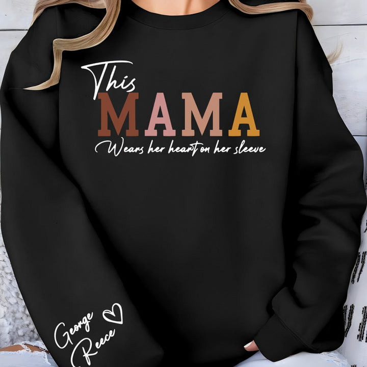Kvinnors sweatshirt med inspirerande mamma tryck och bekväm passform Mirla-Eva Jonsson