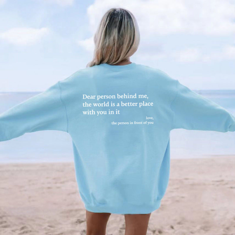 Kvinnors sweatshirt med inspirerande text Mirla-Eva Jonsson