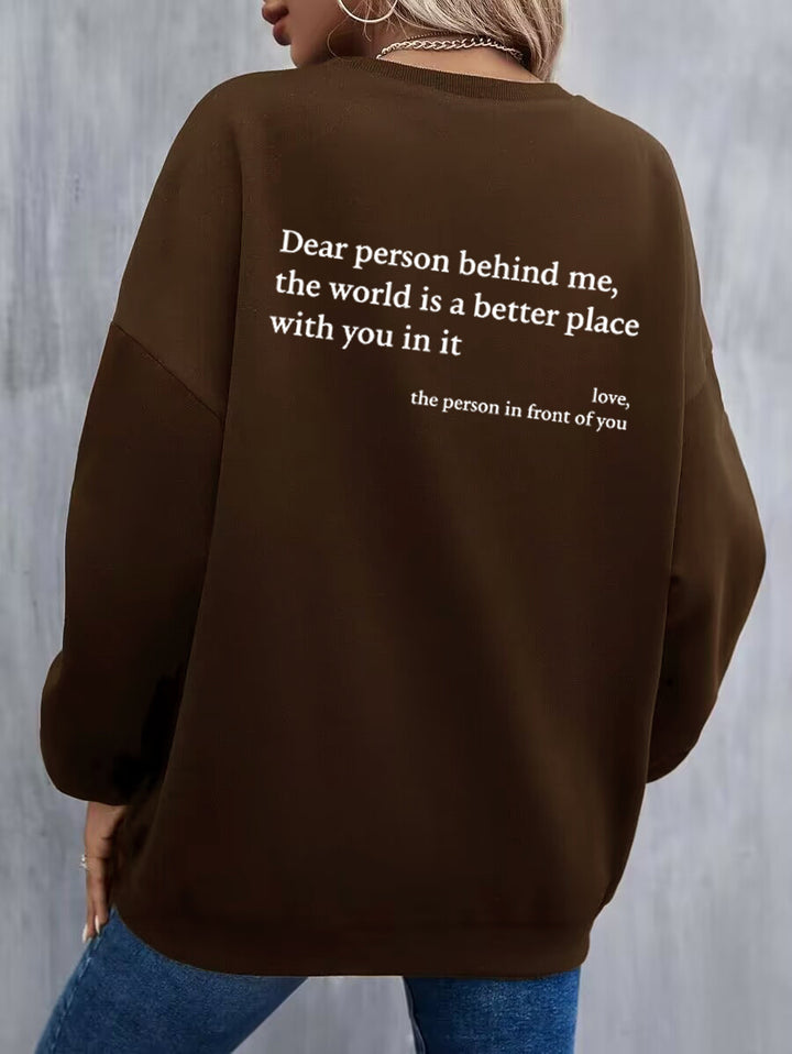 Kvinnors sweatshirt med inspirerande text Mirla-Eva Jonsson