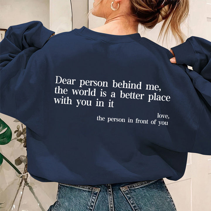 Kvinnors sweatshirt med inspirerande text Mirla-Eva Jonsson