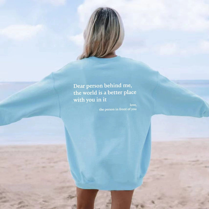 Kvinnors sweatshirt med inspirerande text Mirla-Eva Jonsson
