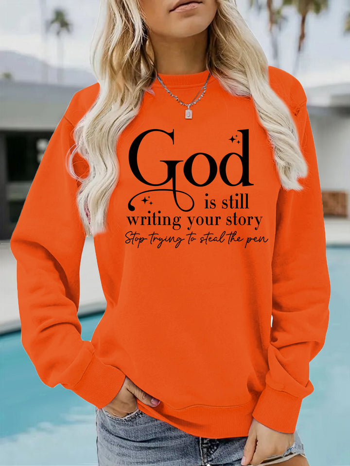 Kvinnors sweatshirt med inspirerande text Mirla-Eva Jonsson