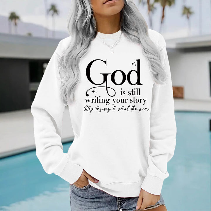 Kvinnors sweatshirt med inspirerande text Mirla-Eva Jonsson