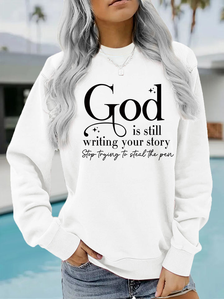 Kvinnors sweatshirt med inspirerande text Mirla-Eva Jonsson