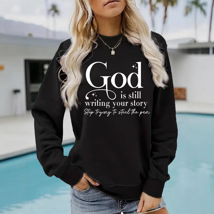 Kvinnors sweatshirt med inspirerande text Mirla-Eva Jonsson