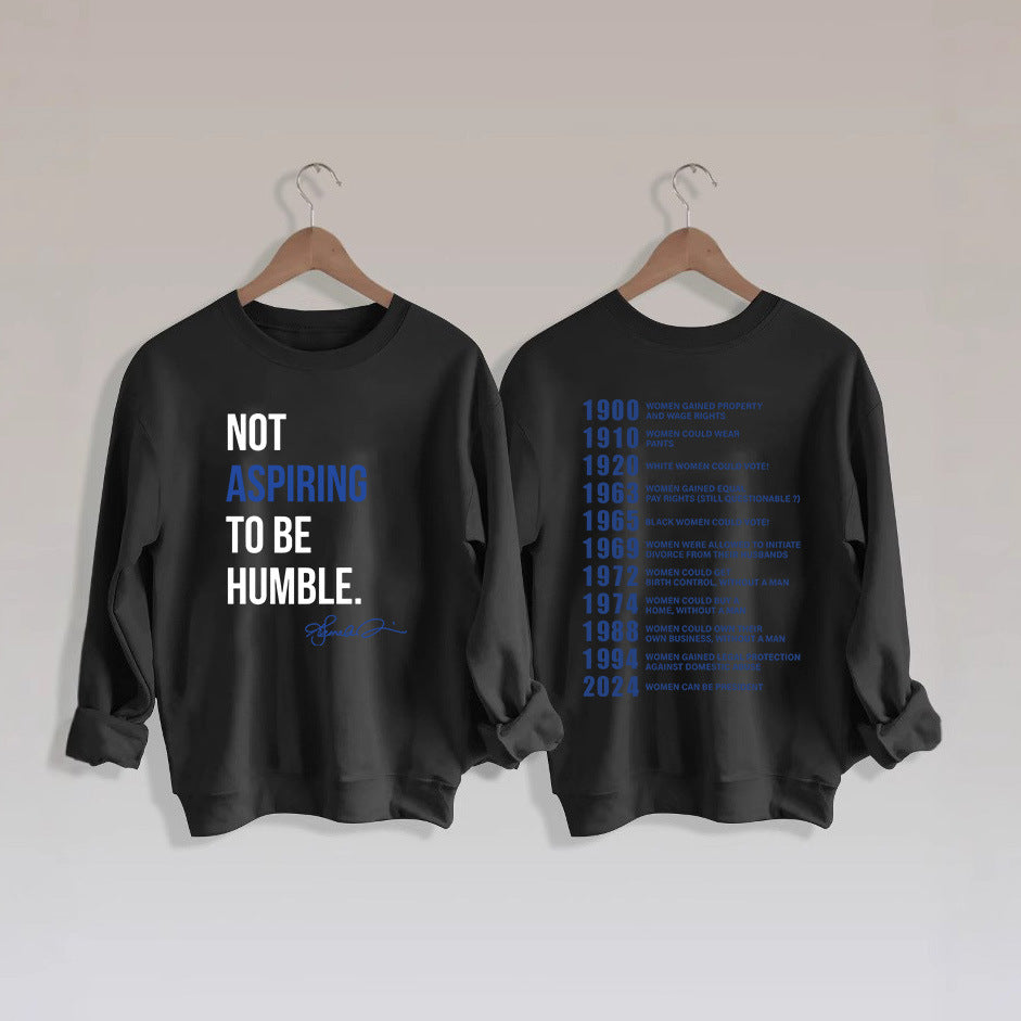 Kvinnors sweatshirt med inspirerande text och historiskt motiv Mirla-Eva Jonsson