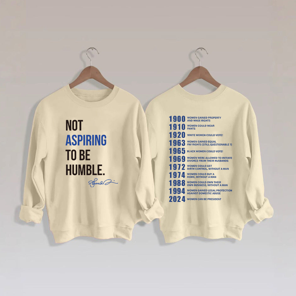 Kvinnors sweatshirt med inspirerande text och historiskt motiv Mirla-Eva Jonsson