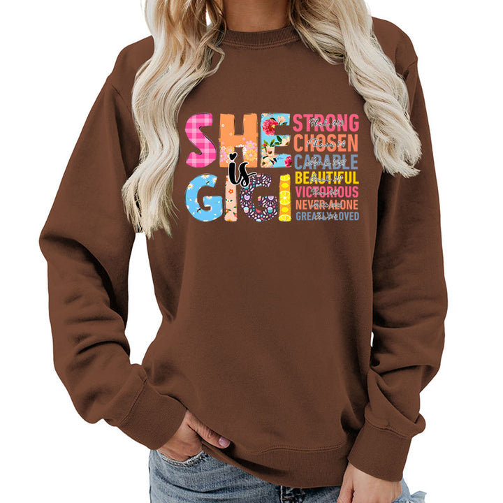 Kvinnors sweatshirt med inspirerande textdesign Mirla-Eva Jonsson