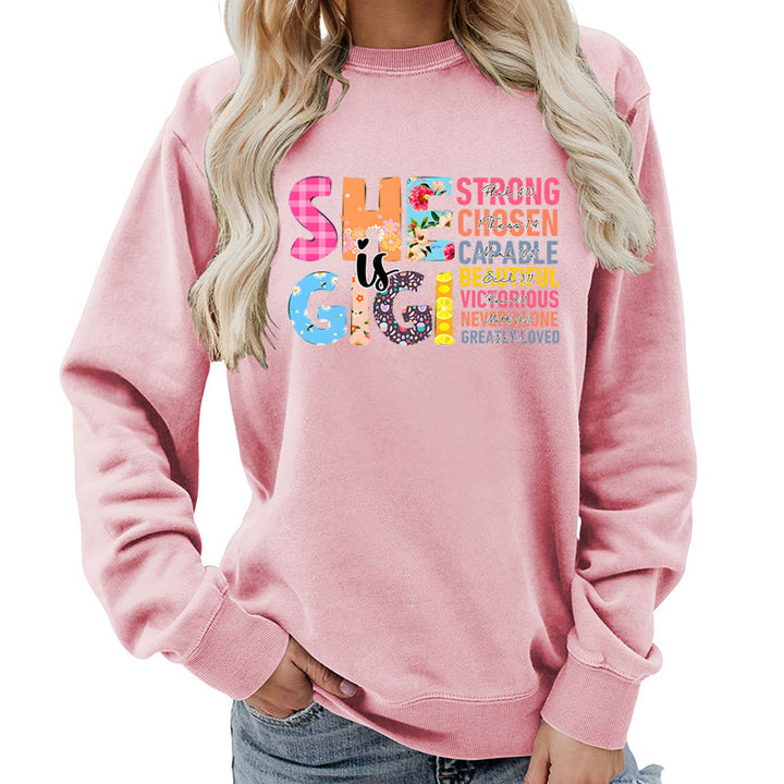 Kvinnors sweatshirt med inspirerande textdesign Mirla-Eva Jonsson