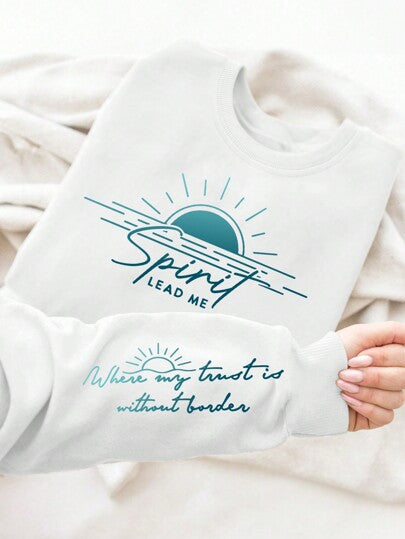 Kvinnors sweatshirt med inspirerande tryck och mjukt flödande tyg Mirla-Eva Jonsson