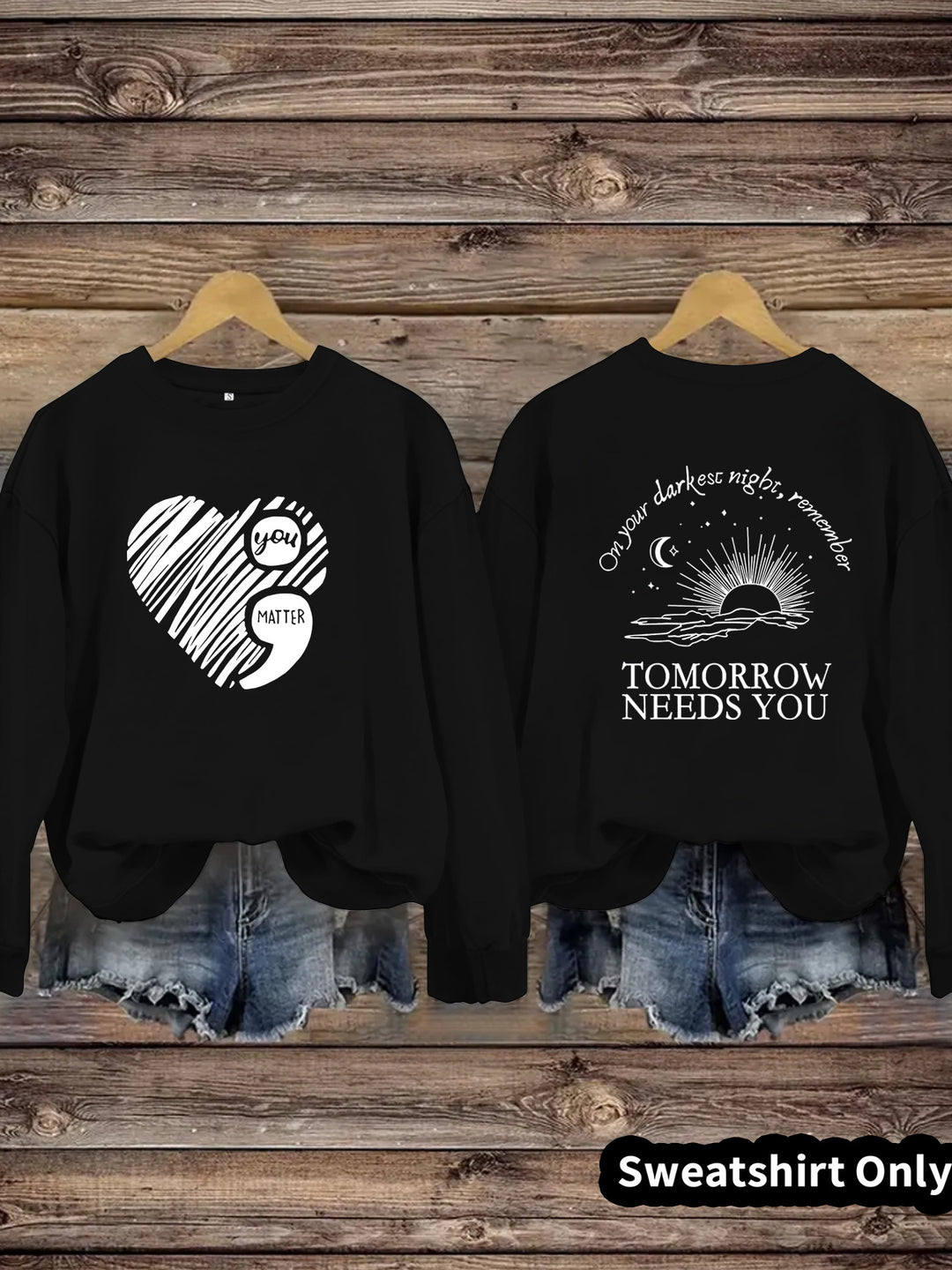 Kvinnors sweatshirt med inspirerande tryck och stort hjärtmotiv Mirla-Eva Jonsson