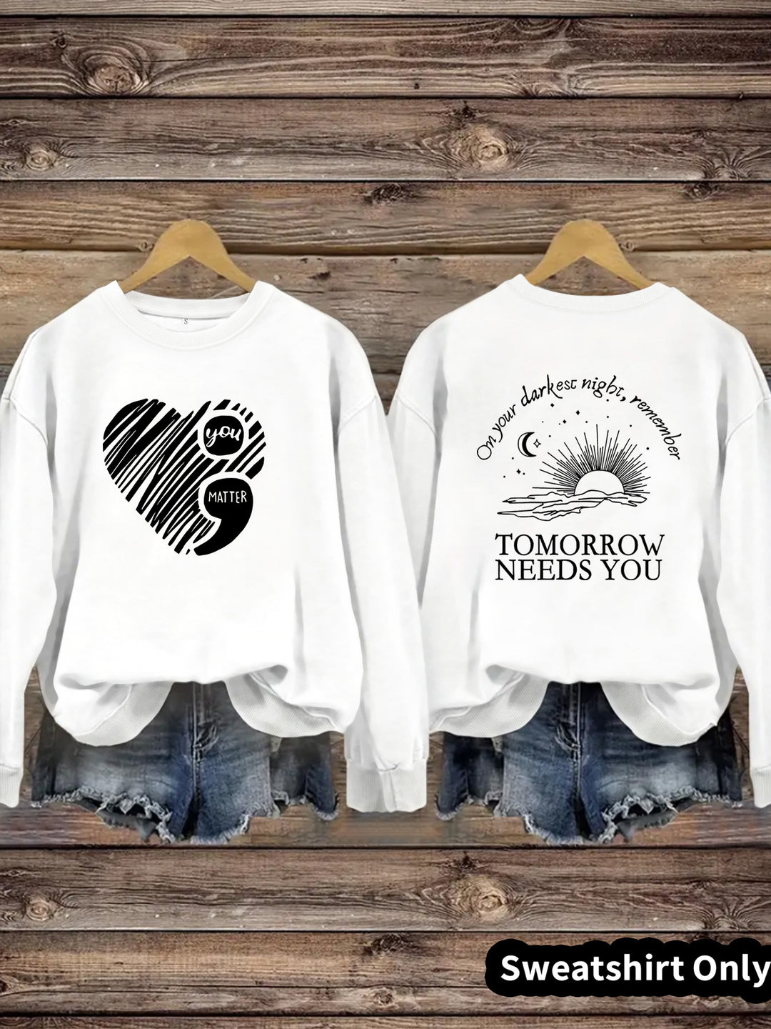 Kvinnors sweatshirt med inspirerande tryck och stort hjärtmotiv Mirla-Eva Jonsson