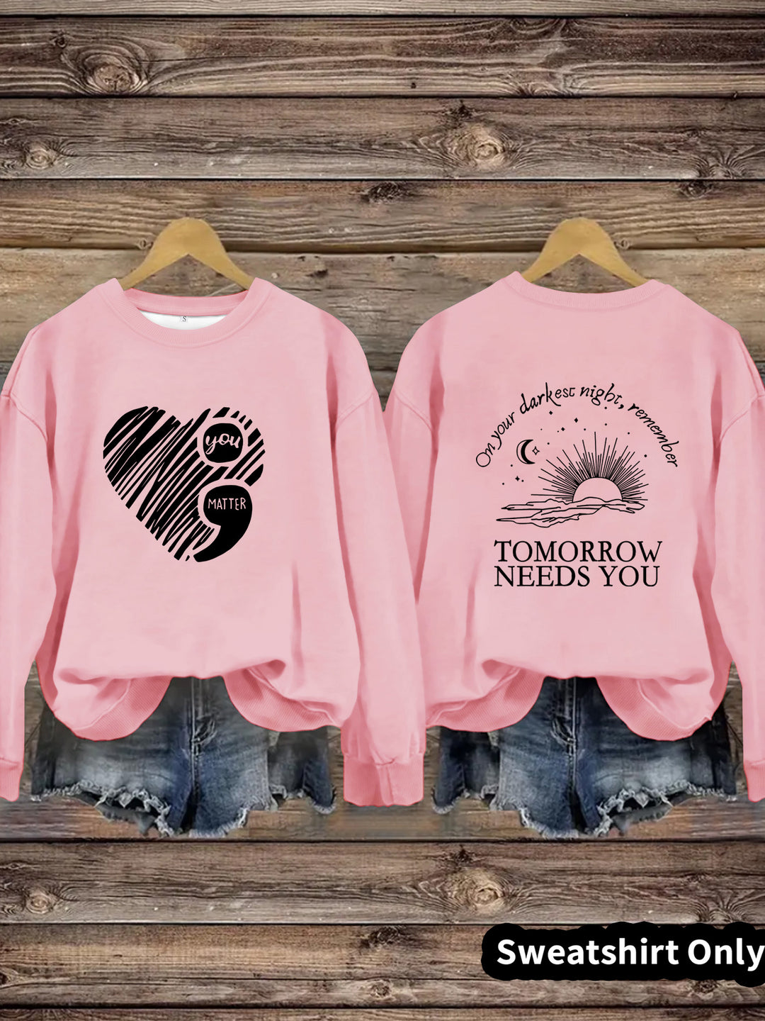 Kvinnors sweatshirt med inspirerande tryck och stort hjärtmotiv Mirla-Eva Jonsson