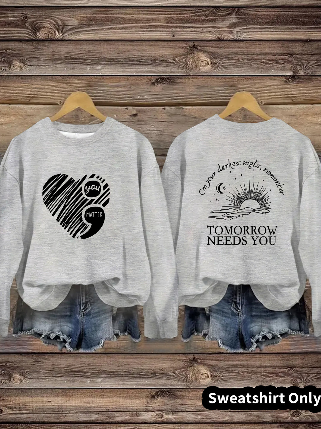 Kvinnors sweatshirt med inspirerande tryck och stort hjärtmotiv Mirla-Eva Jonsson