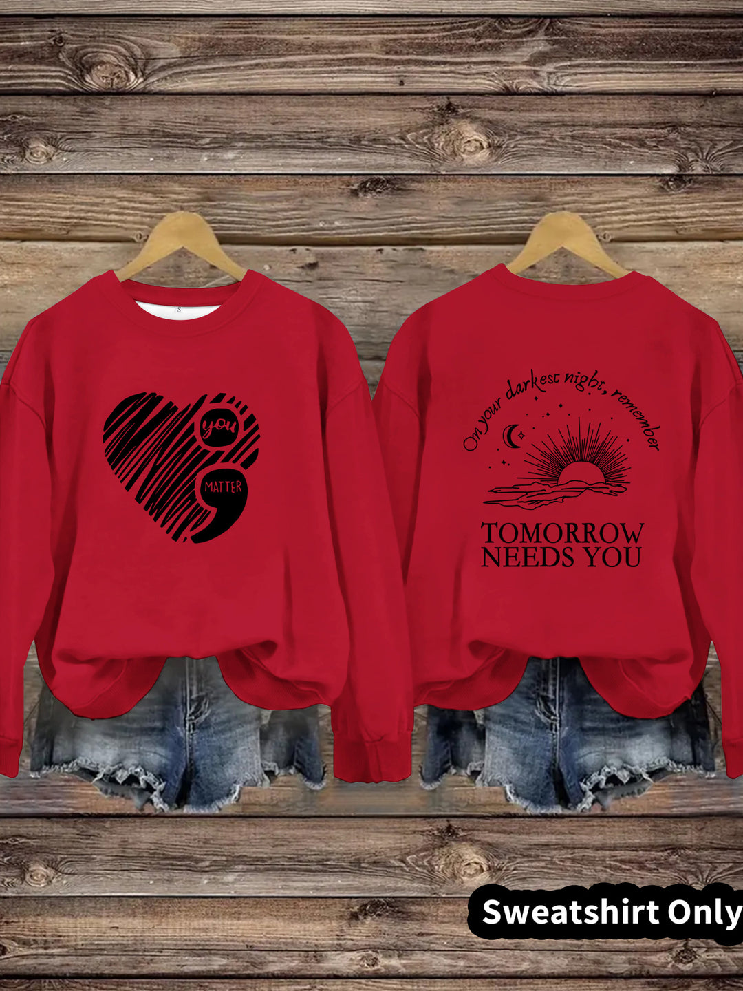 Kvinnors sweatshirt med inspirerande tryck och stort hjärtmotiv Mirla-Eva Jonsson