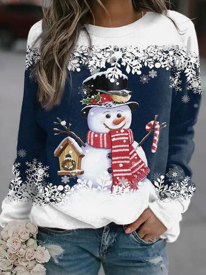 Kvinnors sweatshirt med jul snögubbe motiv och lång ärm Mirla-Eva Jonsson
