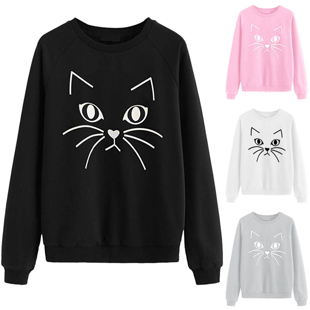 Kvinnors sweatshirt med kattmotiv Mirla-Eva Jonsson